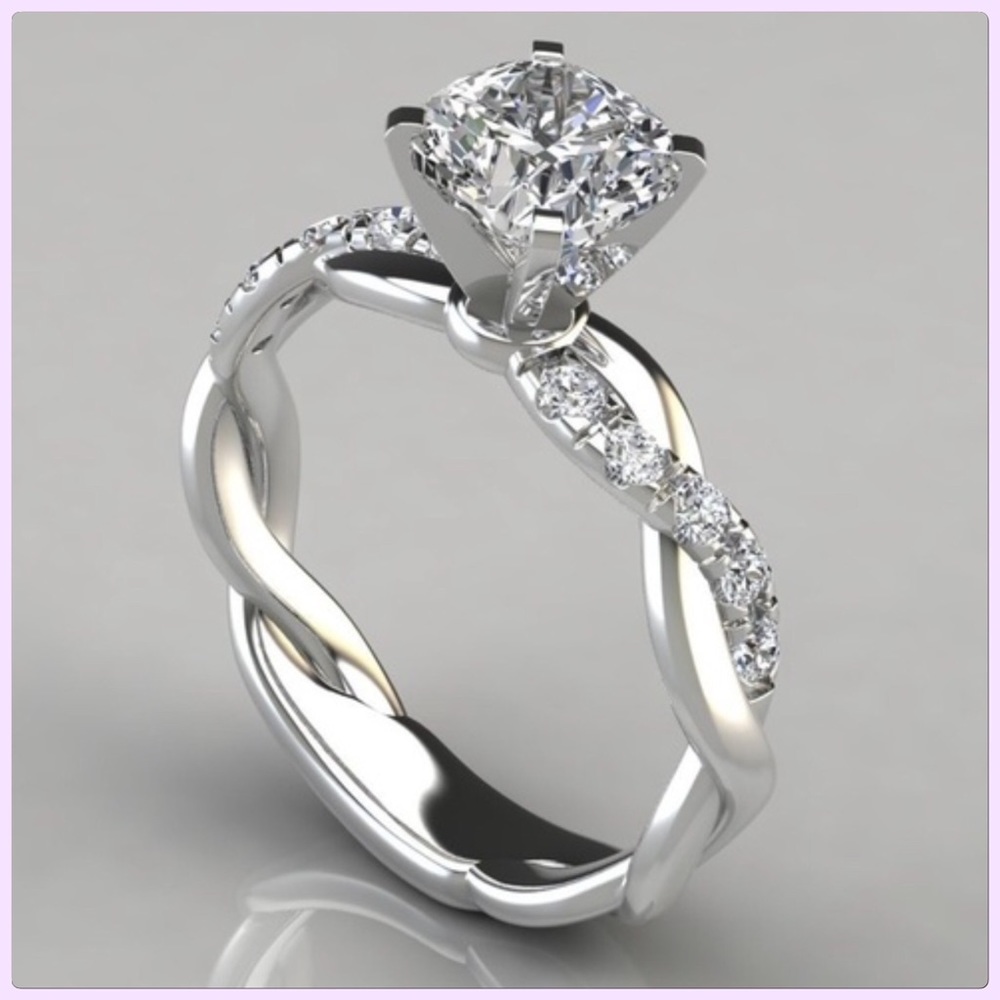 NWT 925 Sterling Silver CZ White DIamond Ring